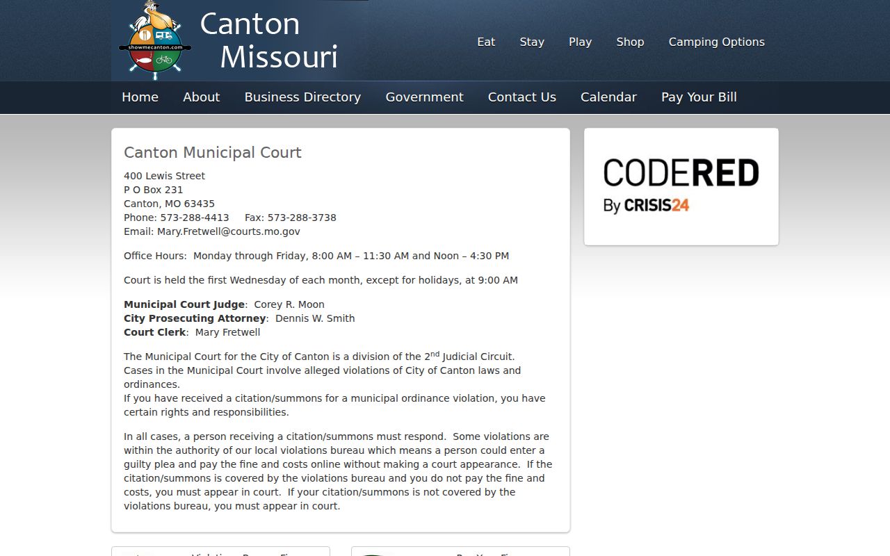 Lewis County Canton court records municipal court contact and schedule