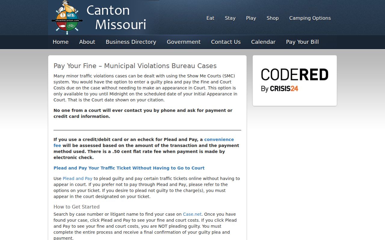 Lewis County Canton court records payment workflow