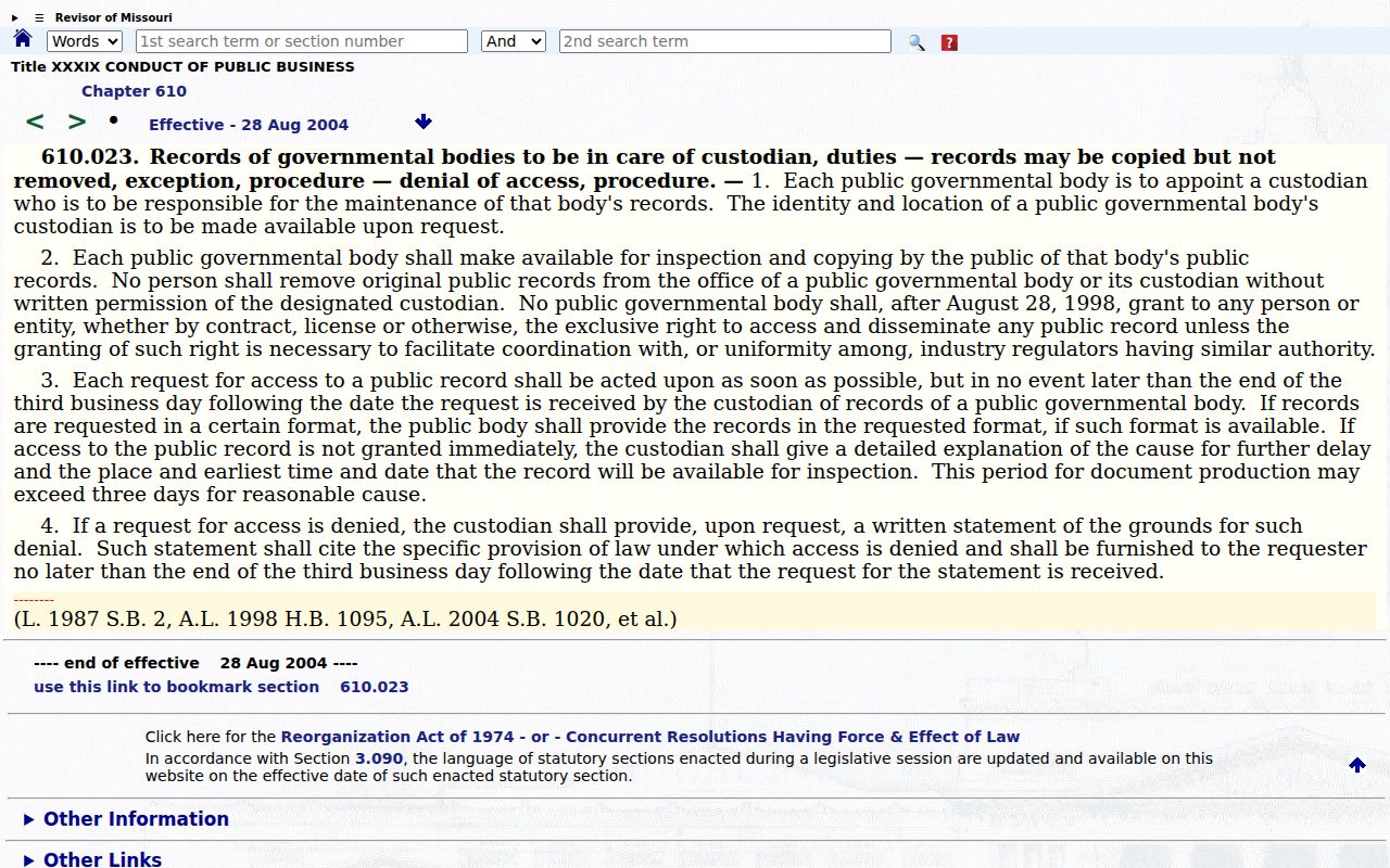 Lewis County court case records source for Missouri records-access statute