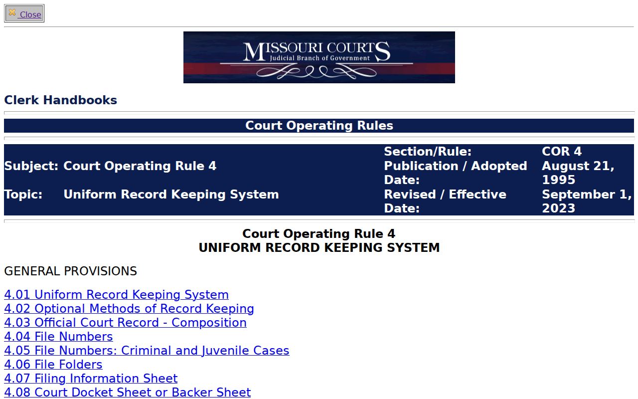 Lewis County criminal dockets Court Operating Rule 4
