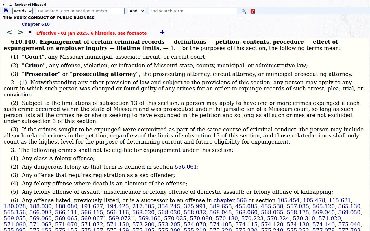 Lewis County criminal dockets Missouri Revised Statutes section 610.140