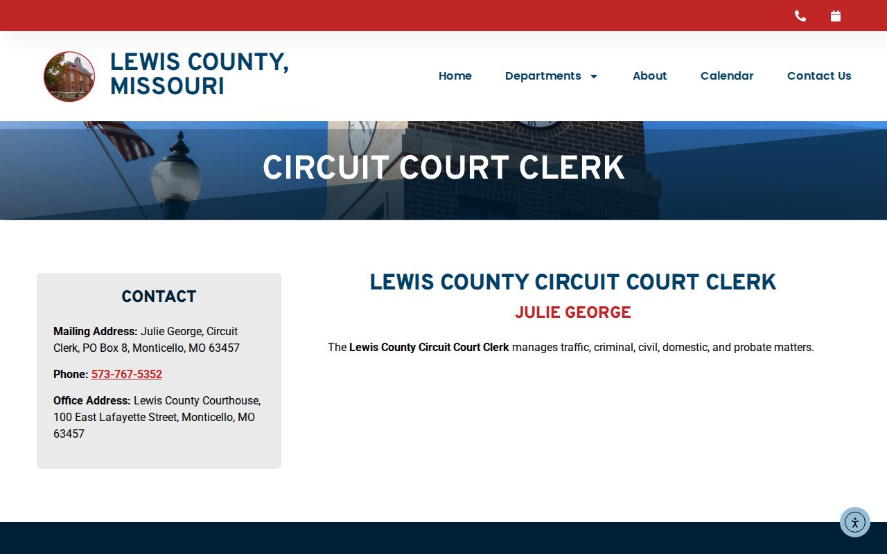 Lewis County Ewing court records Circuit Clerk access route