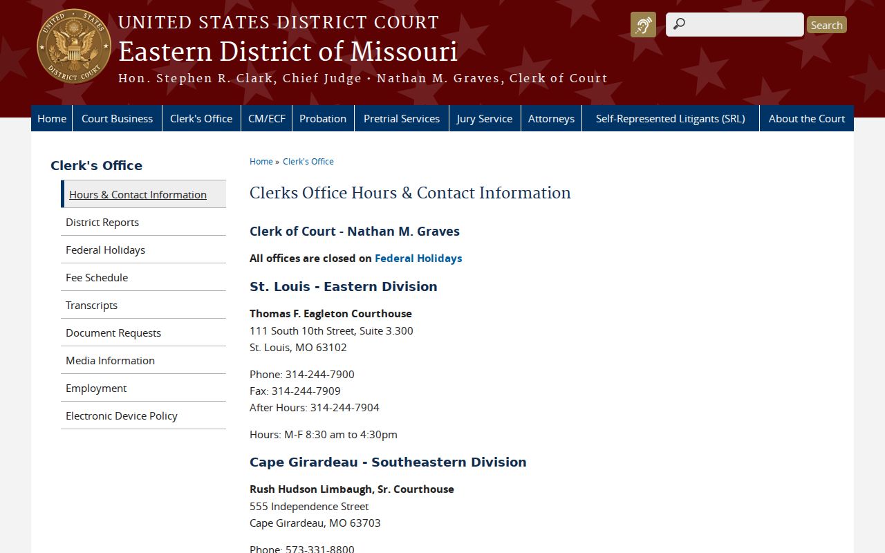 Lewis County court docket federal clerk contact