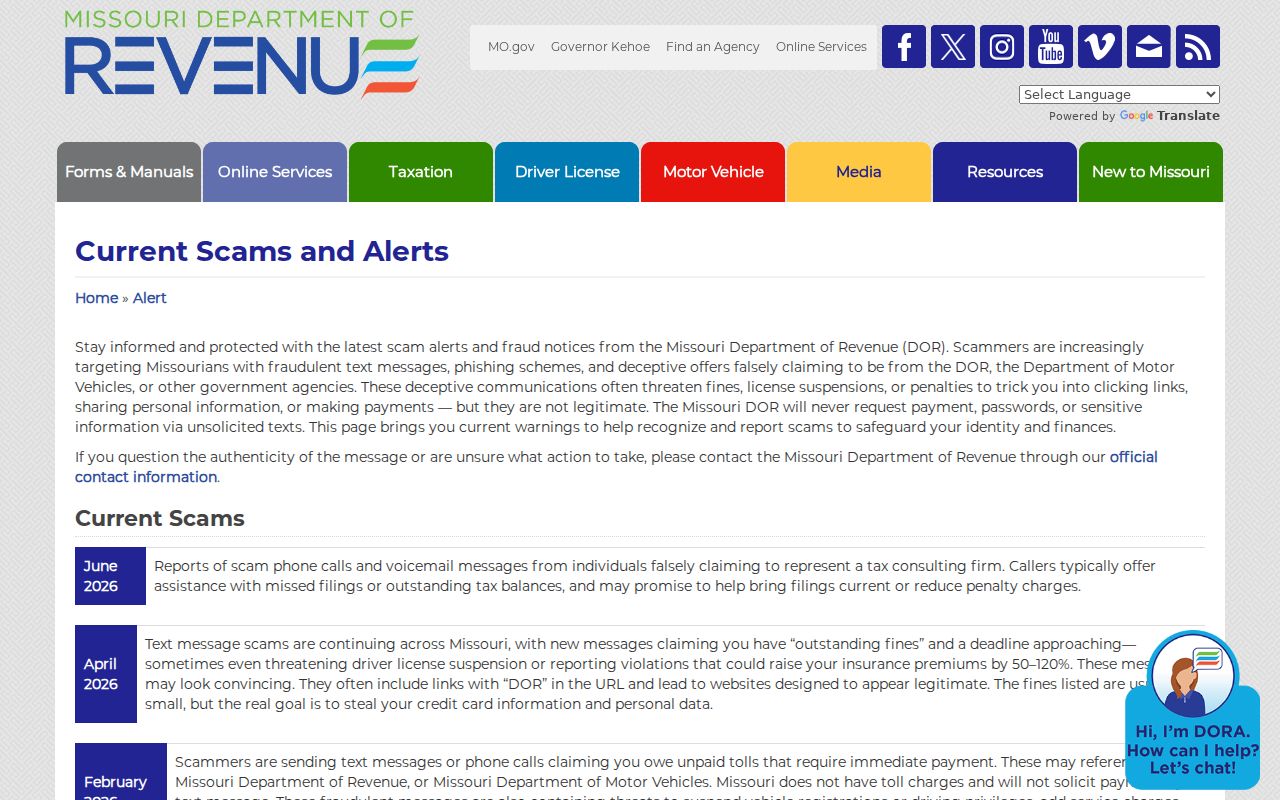 Lewis County traffic court source for Missouri Department of Revenue alerts